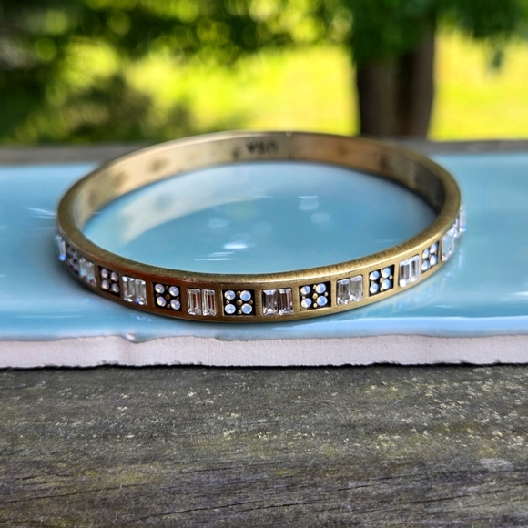 Silpada Modern Maven Brass Sparkling Swarovski Crystals Bangle bracelet - Picture 1 of 16